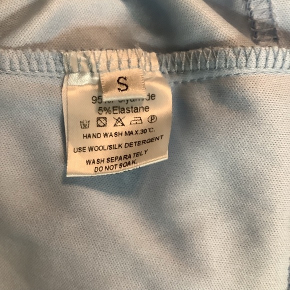 Elegant Size Small Light Blue Sheer Bell Sleeve Mini Dress. Preloved - Picture 9 of 9